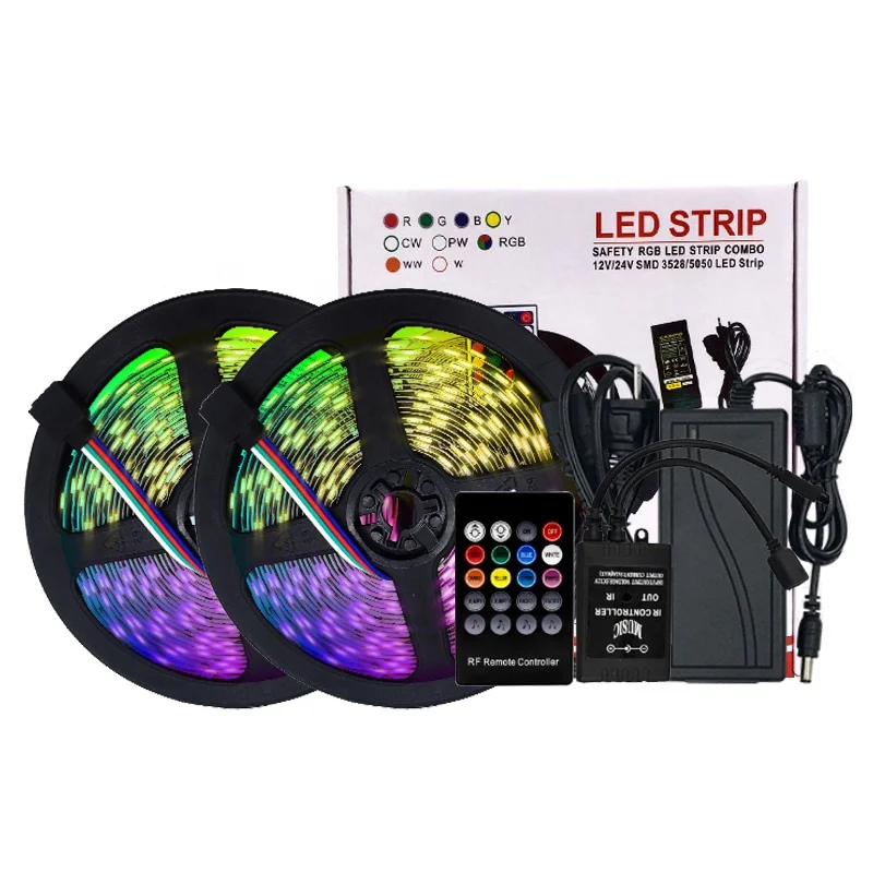 5050 RGB LED Tape 10M 5050 RGB Ribbon With Remote Control 20Key IP65 Waterproof LED Light Strip Kit Music Control