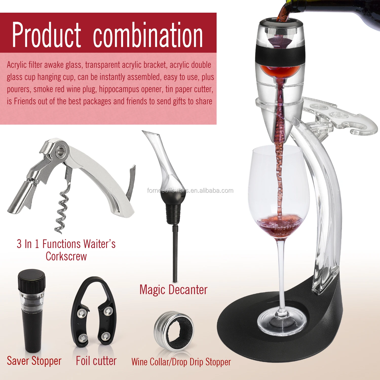Factory Wine Aerator Decanter Set Pourer Aerating With High Holder