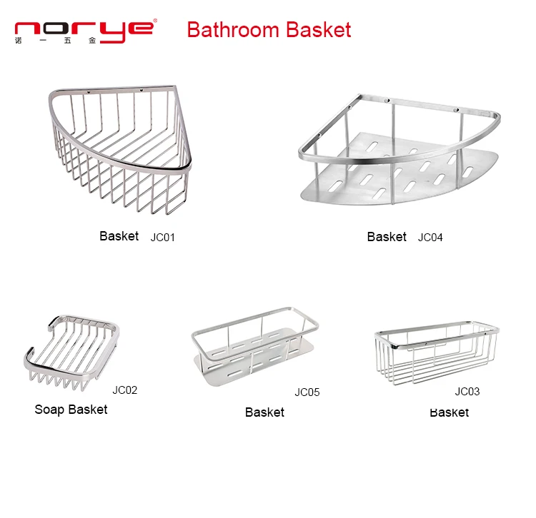 Storage basket hanging wall mounted bathroom accessories set stainless steel