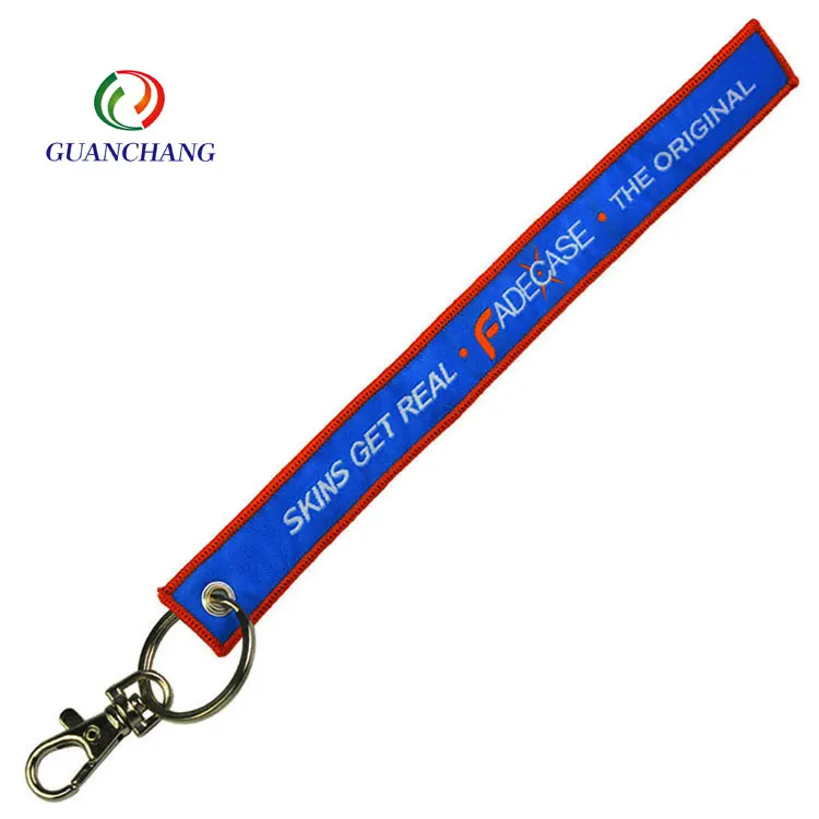 Oem Embroidery Fashion Cute Key Lanyard Brand Name Keychains Short Key