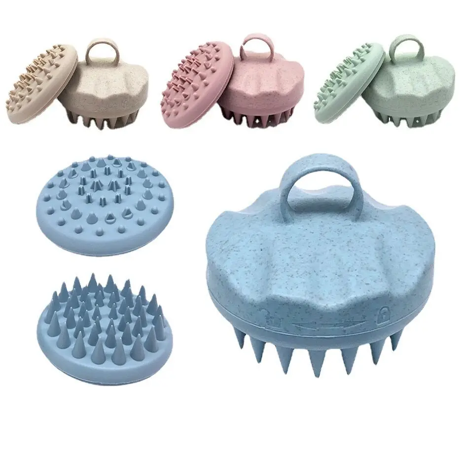 Eco Friendly Wheat Straw Handheld Soft Replaceable Scalp Massage Shampoo Brush Body Shower Bath