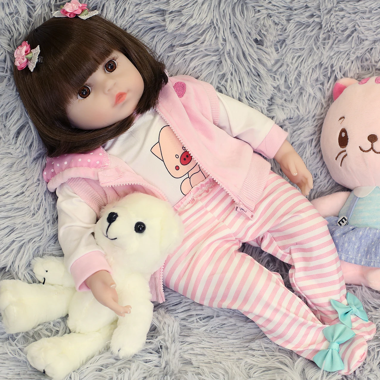 19 Inch 48 Cm Bebe Reborn Lifelike Doll Baby Newborn Wholesale Toys Full Silicone Lifelike Baby