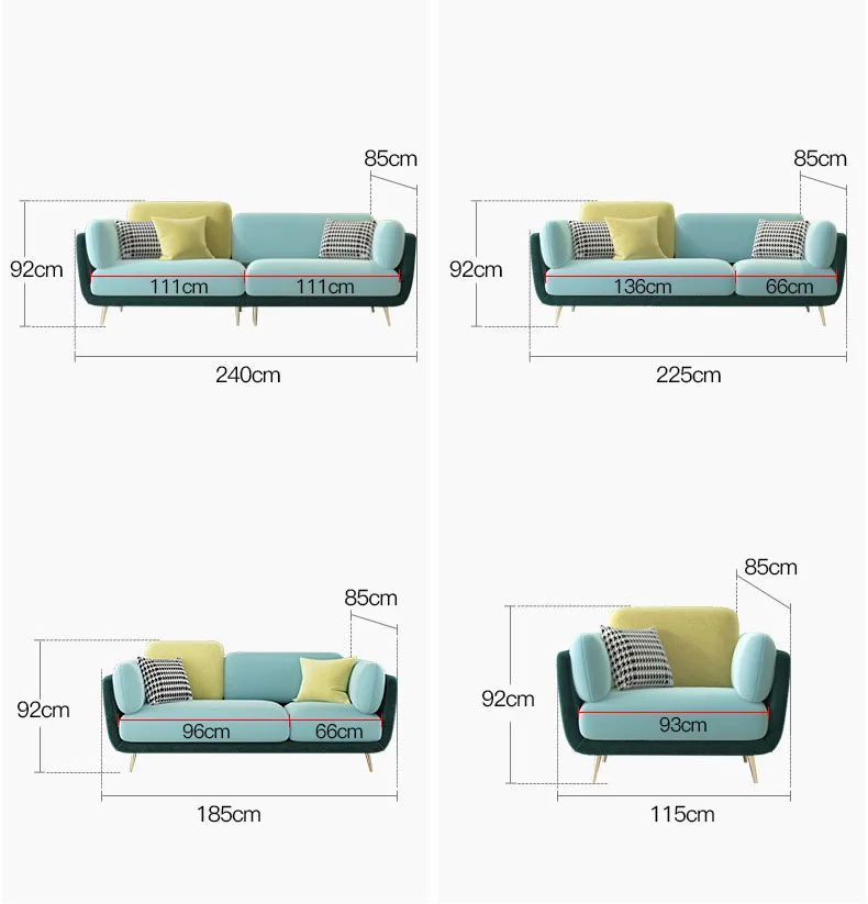 Modern light luxvry sofas bed fabric drawing room Furniture small apartment modern European small family Living Room sofas set