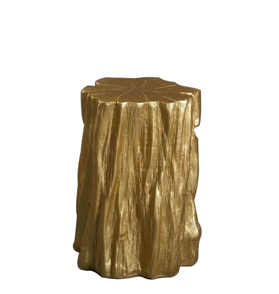Mayco Accent Furniture Tree Trunk Naturalist Elegant Gold Silver Tree Stump Accent Coffee Side