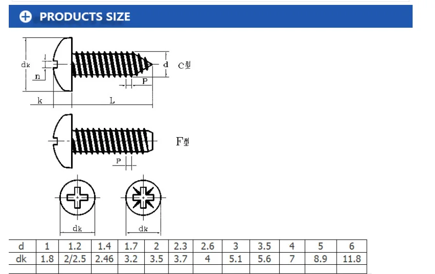 M12 M14 M17 Black Countersunk Head Self Tapping Screws Flathead