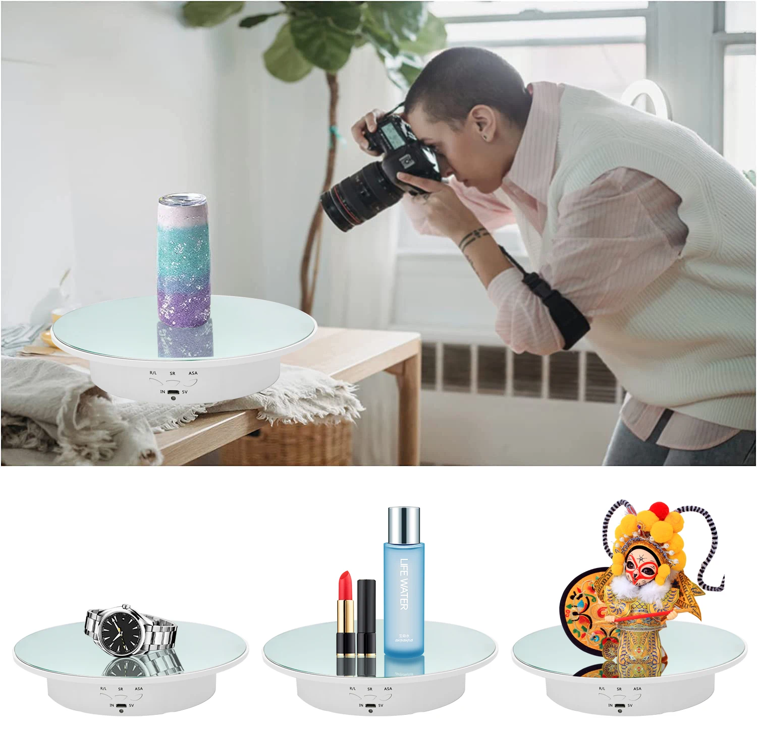 360 Degree Rotating Display Stand 360 Degree Photography Turntable with ...
