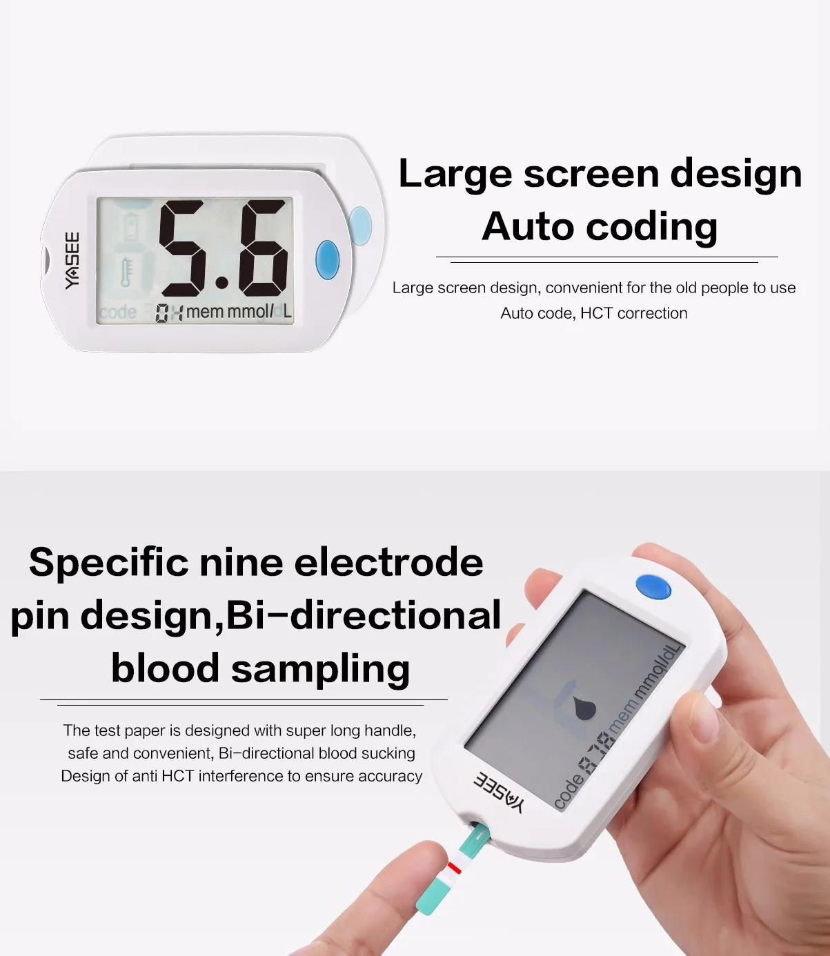 Extra Large Screen One Key Operation Blood Glucose Meter Diabetes Kit 