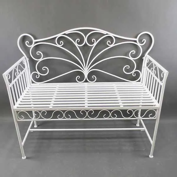 现代白色户外家具铸铁花园长凳金属花园椅子
