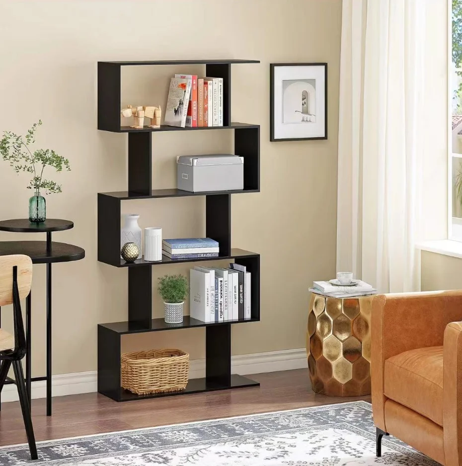Black Freestanding Shelving Unit Wooden Bookcase Cube Display Book