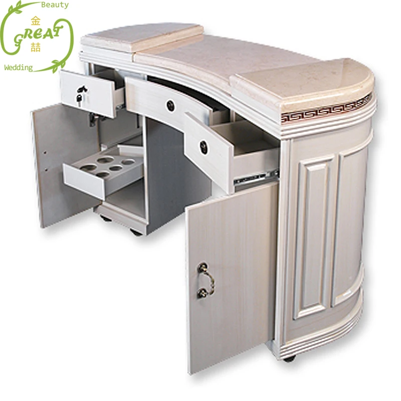 Foshan Great Modern Luxury Vented Nail Salon Manicure Tables For Nail
