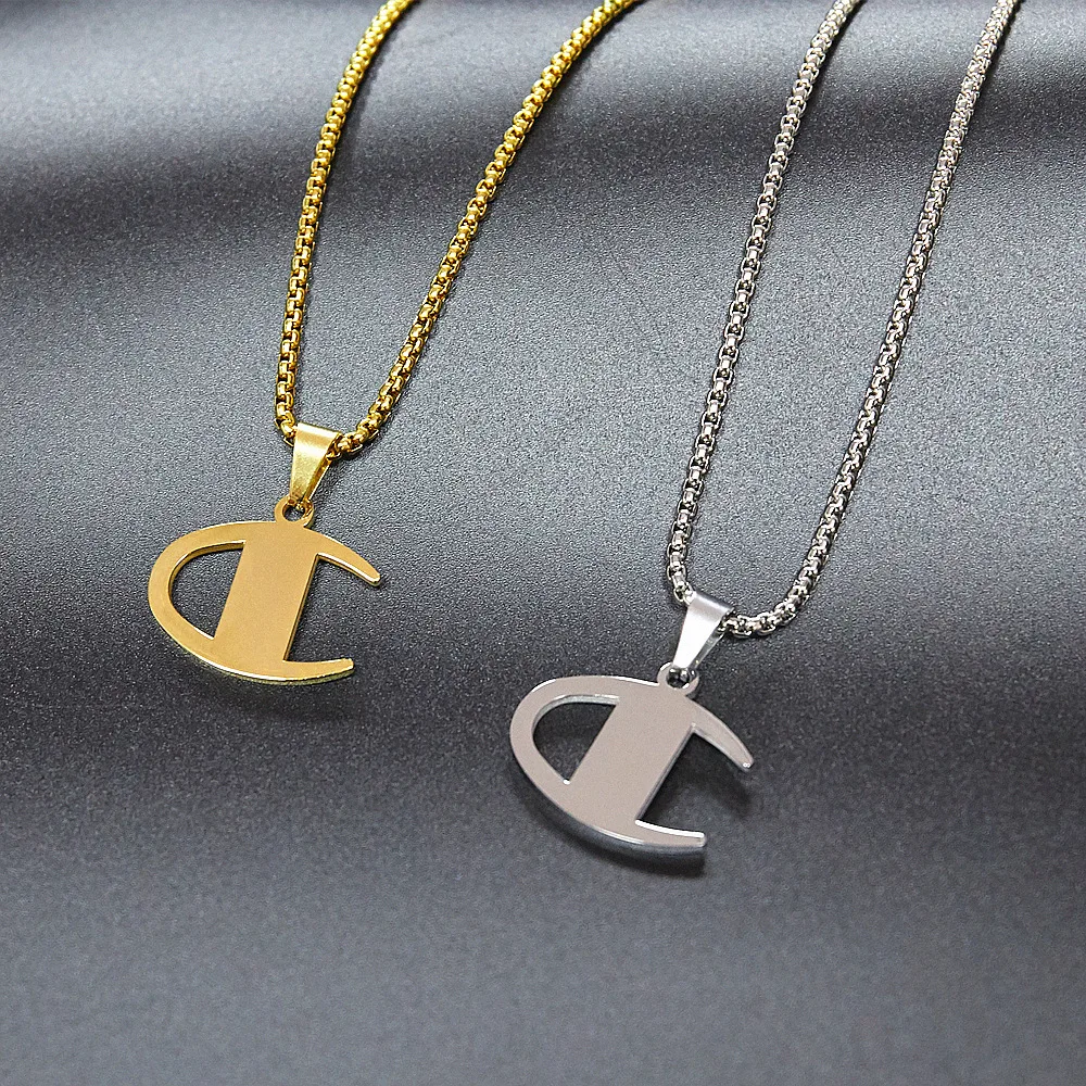 高抛光hiphop炫酷不锈钢钛钢真金镀金标志造型吊坠嘻哈珠宝项链