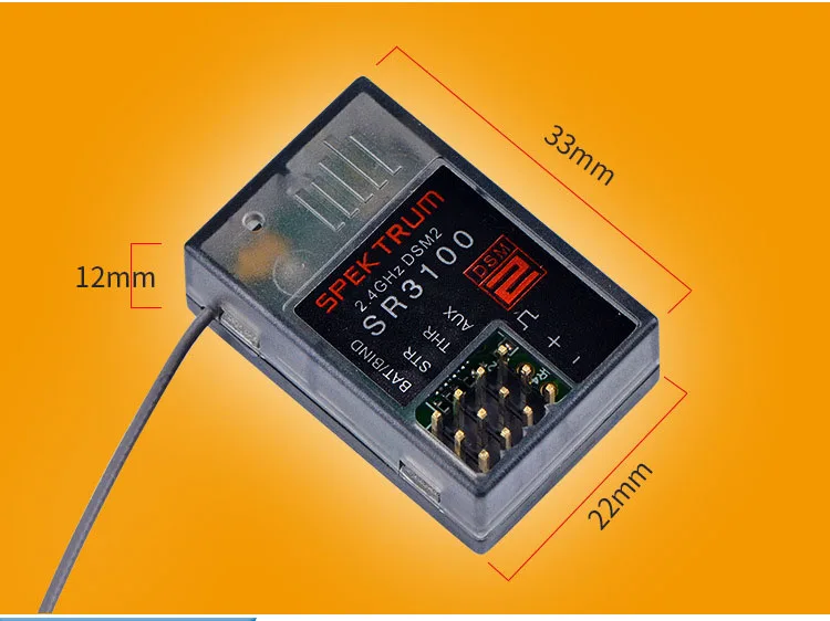 2.4GHz SR3100 DSM2 DX2E 3CH Surface Receiver for Spektrum Transmitter 1PC 