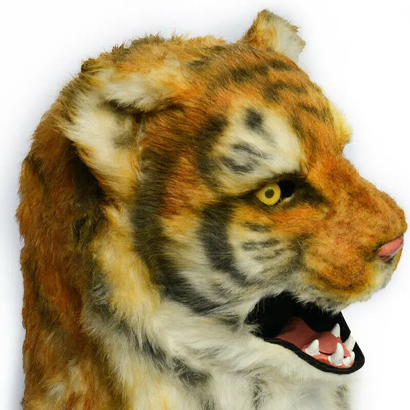 Tiger Head Mask Realistic Animal Halloween Mask For Halloween Cosplay ...