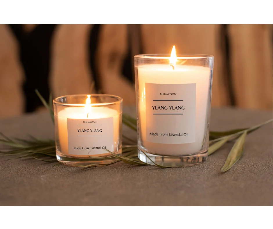 Ylang Ylang Aroma Candle With Essential Oil 100 Grams Customized Luxury
