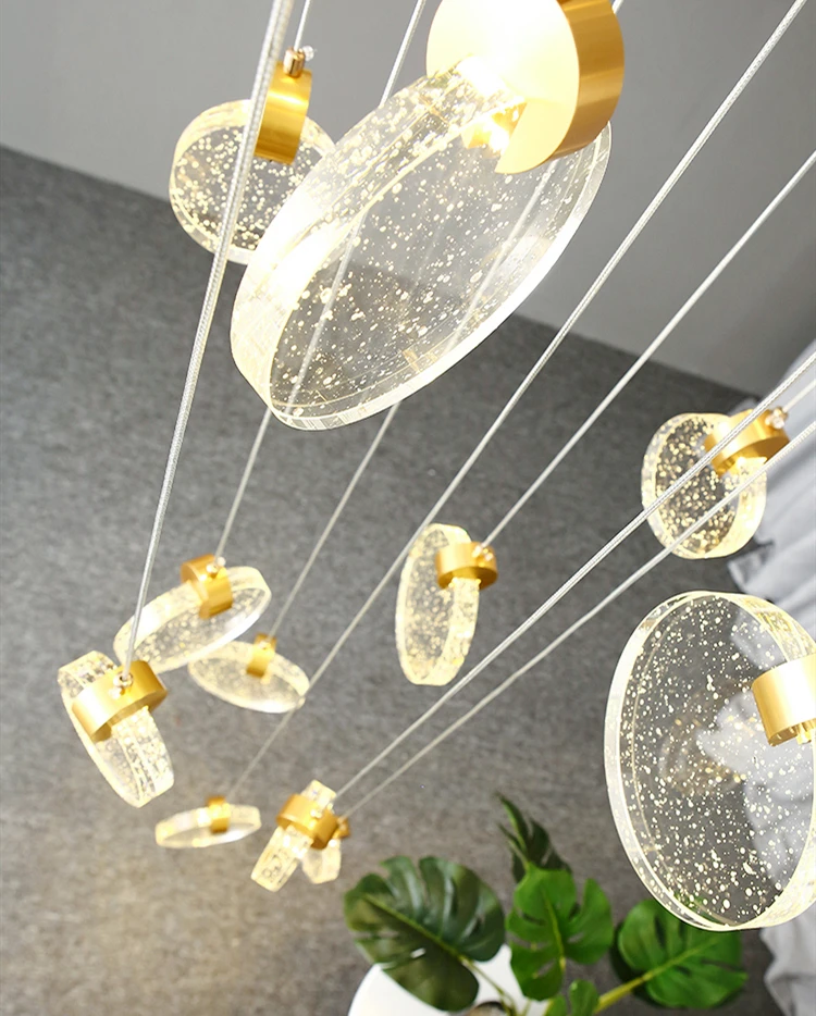 2.5M chandeliers pendant lights lampadario moderno lighting golden hotel lobby handing lamp crystal lamps