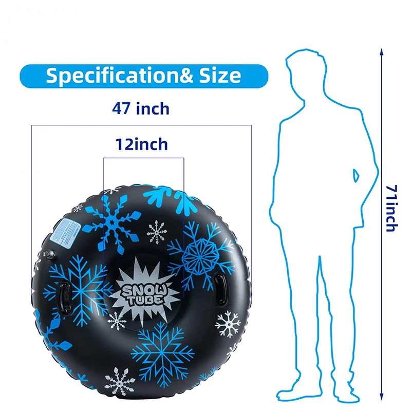 Snow Pvc Tube Sled For Kids Adults 47 Inch Large Inflatable Sleds Tube