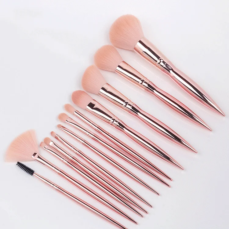 2020 Private Label Custom OEM Taklon 12pcs Rose Gold Makeup Brush Set