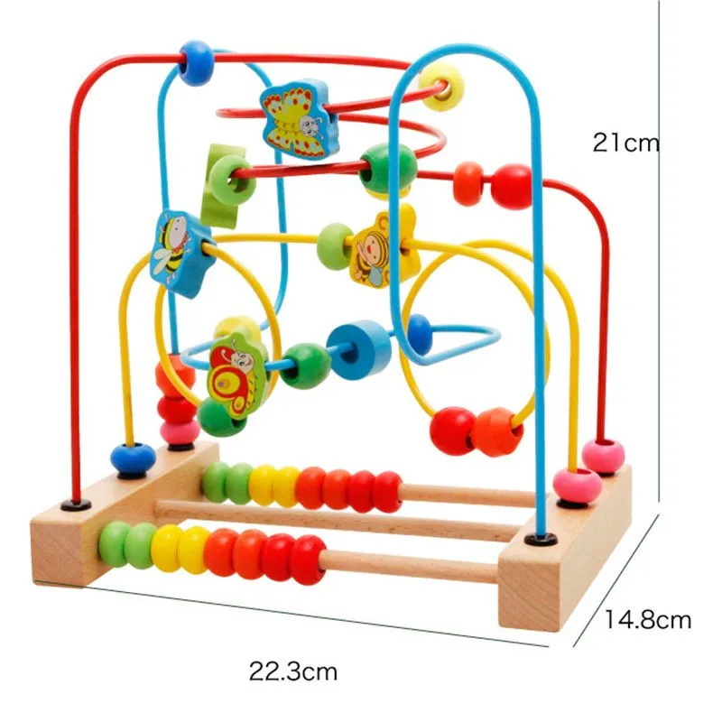 MWZ Wooden Baby Toddler Early Educational Toys Circle First Bead Coaster Maze For Kids Children