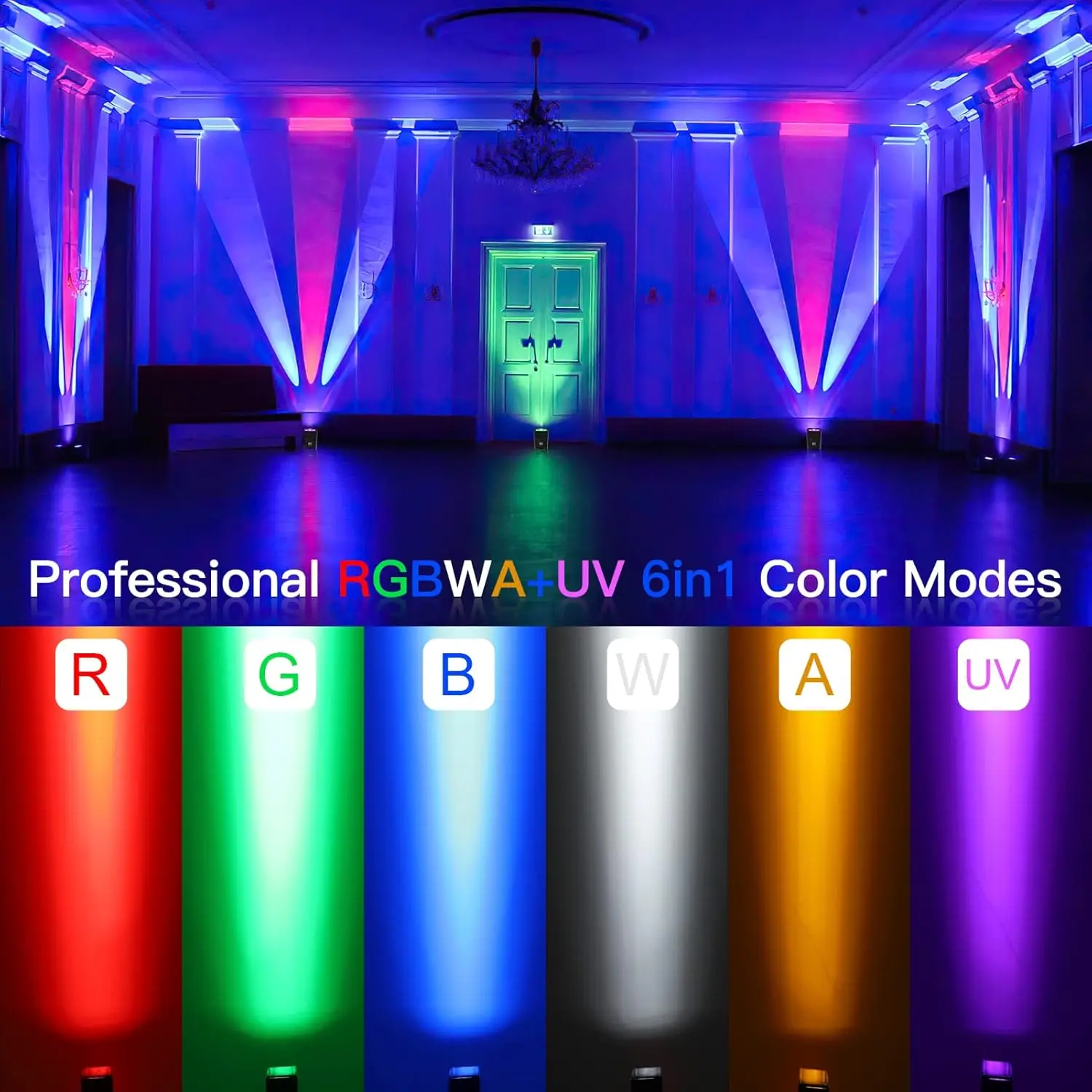 6*18w Waterproof Rgbw Uv 6in1 Indoor Wedding Dmx Led Dj Wall Par Stage Light Battery Wireless Uplight for Wedding Party Bar
