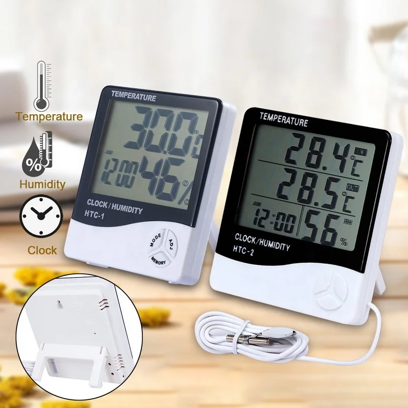 Electronic Outdoor Lcd Digital Clock Humidity Meter Thermo Thermometer