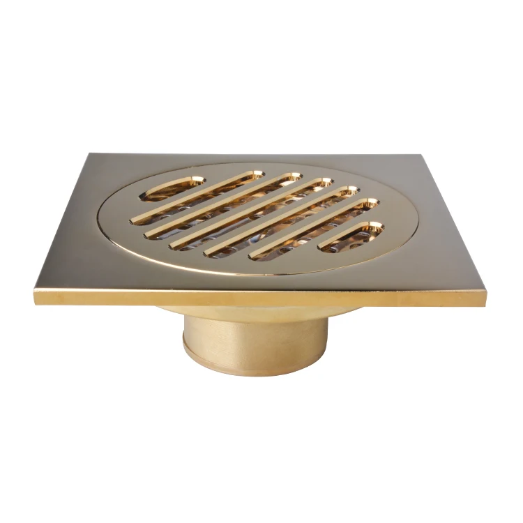 工厂价格 4英寸 elctroplated 方形装饰黄铜地漏