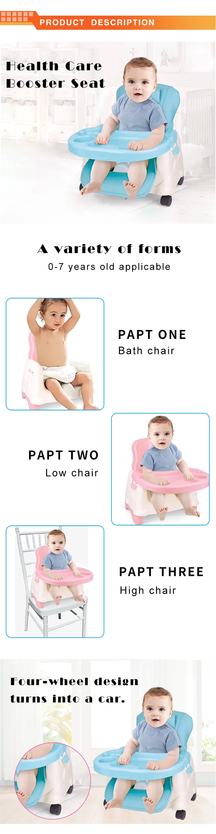 Hot newest portable travel dinner chair baby chair table
