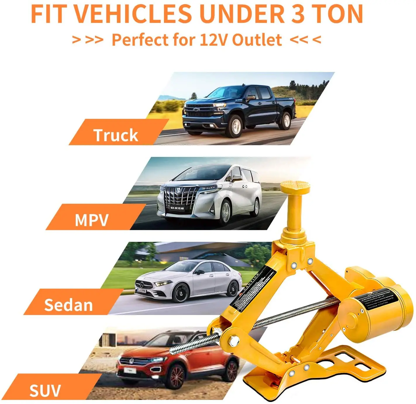 Atlifix 12v 3t Electric Scissor Jack Wrench Set Electric Camper Jack
