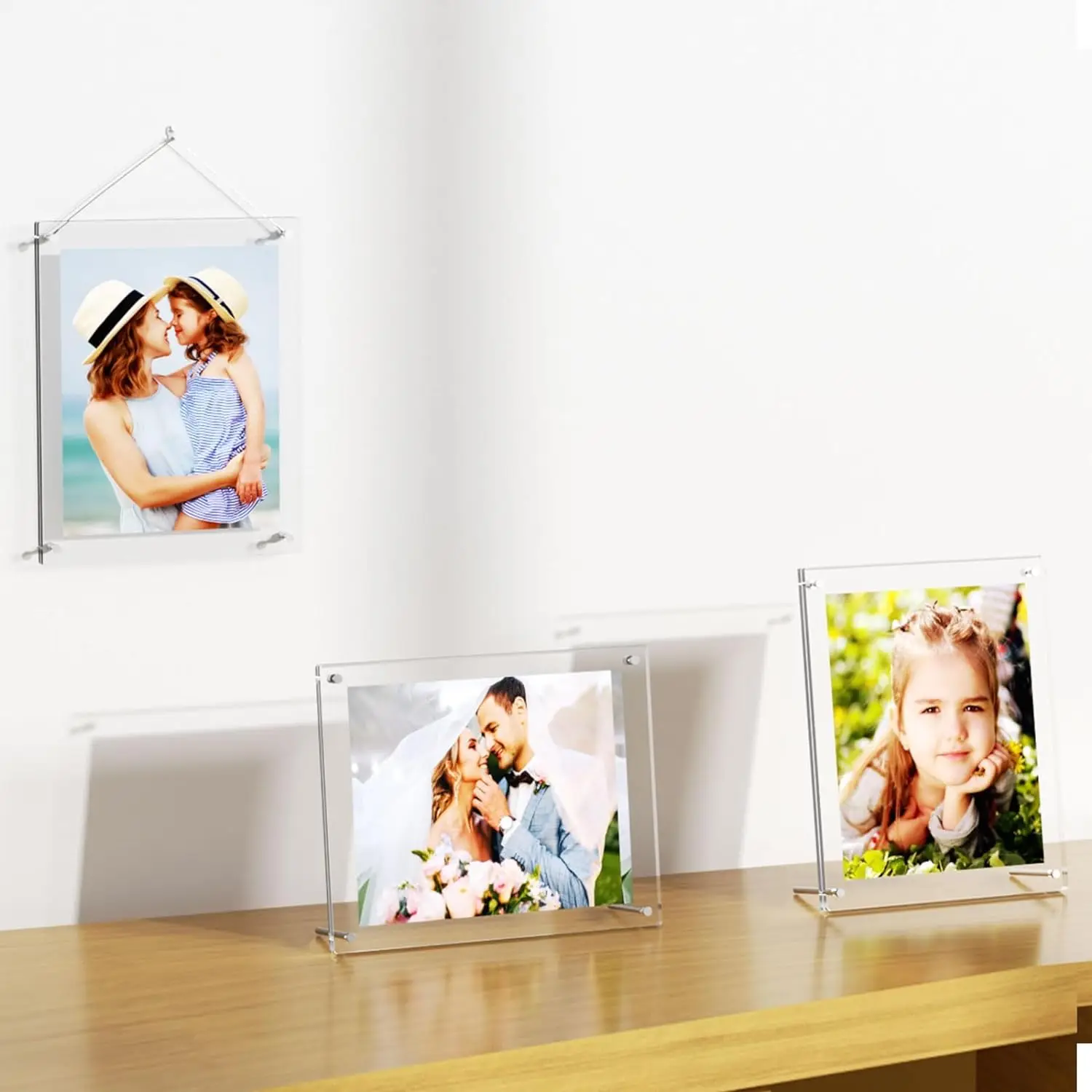 8.5x11 Modern Frameless Acrylic Picture Frames 2-pack Clear Square ...