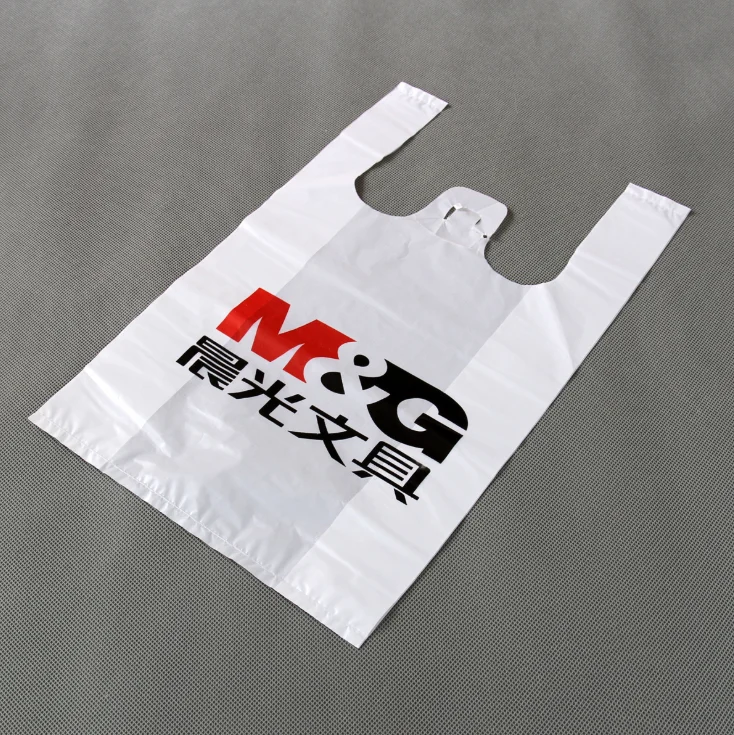 
Wholesale 100% biodegradable supermarket shopping plastic t shirt bag 