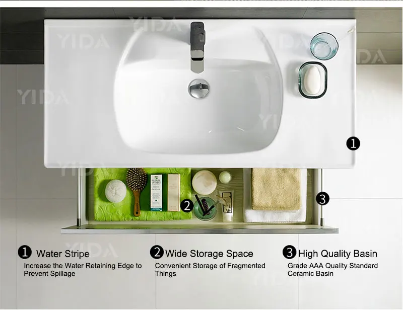 Italian Modern Luxury Bathroom Cabinet Furniture Vanity Mirror Set With Vessel Sink For Hotels