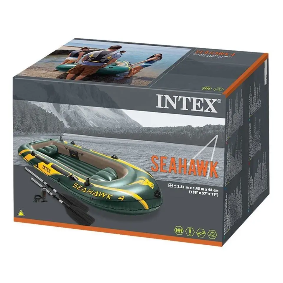 Intex 68351 Seahawk 4 Air Boat Sport Series Inflatable Boat Kit With