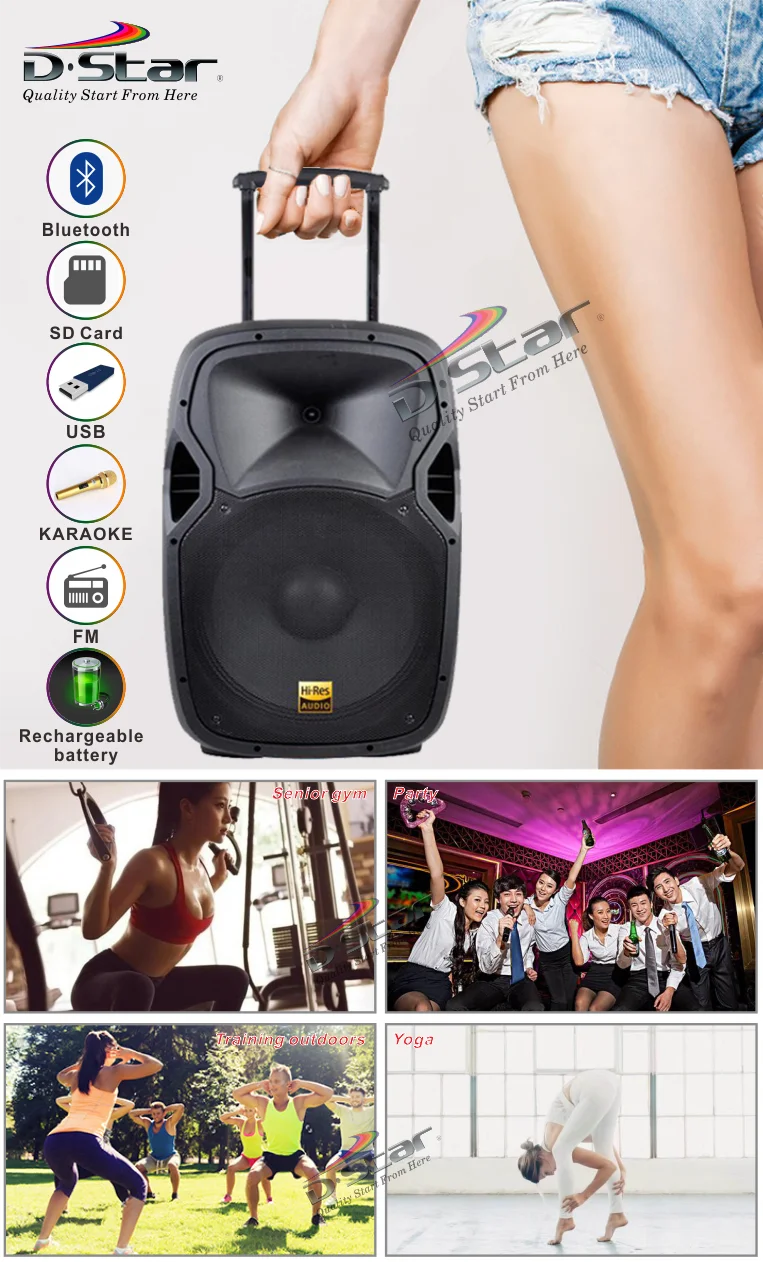 active wireless fm radio hifi tower speaker bluetooth and mic - ANKUX.COM