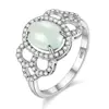 USPS Shipping 925 Silver 2ct Oval Natural Jadeite Birthstone Ring Platinum Plated Wedding Promise Gemstone Jewelry FJ022