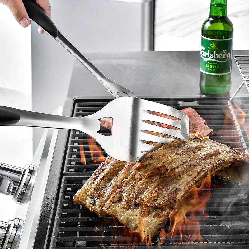 Wholesale Customized Stainless Steel BBQ Grill Tool Set (5 Pieces) Multi-Function Durable Grill Fork Food Tongs & Oil Brush supplier