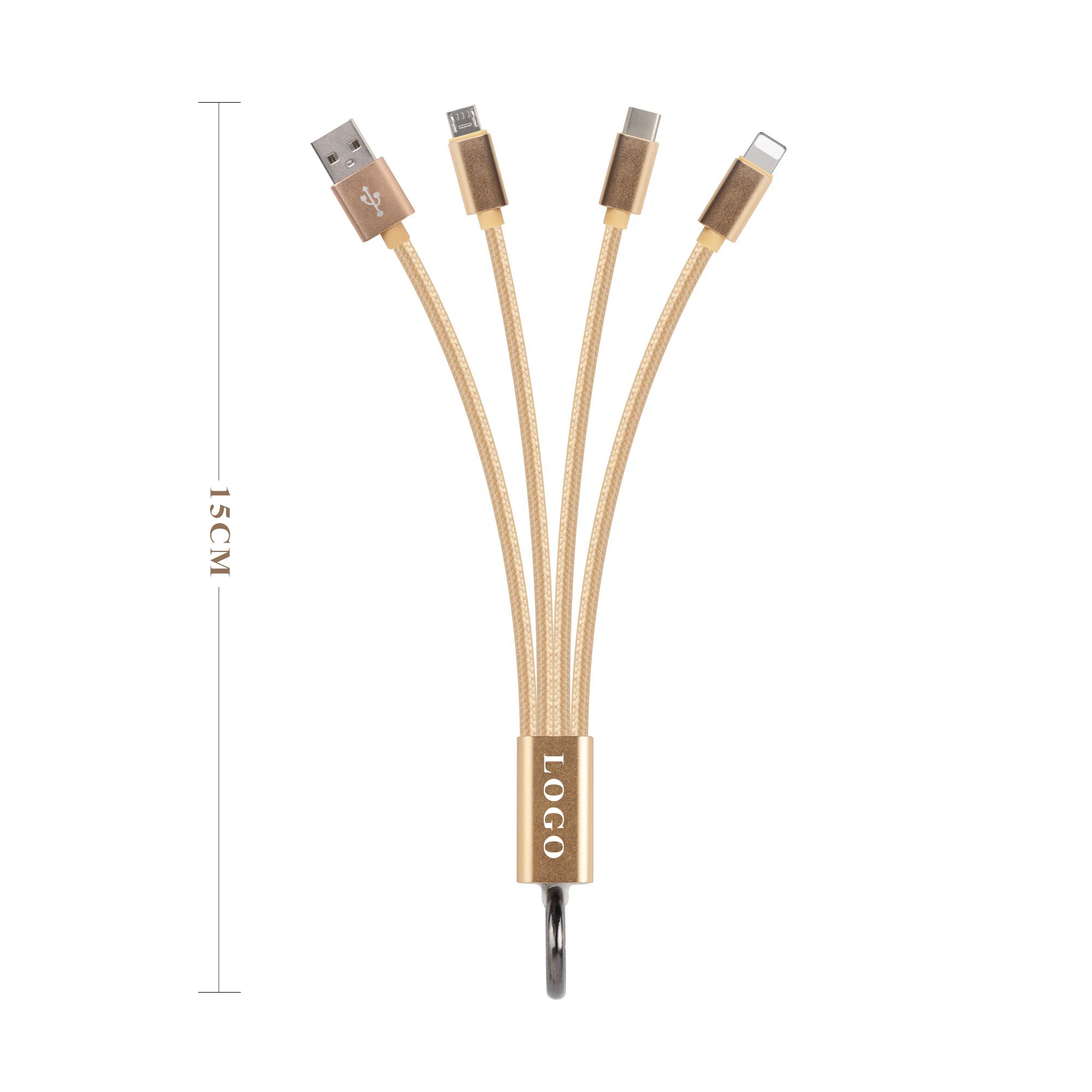 Promotional 3-in-1 Charging Cable Set with Metal Keychain Data Cable Charger for iPhone, Android,Type-C - ANKUX.COM