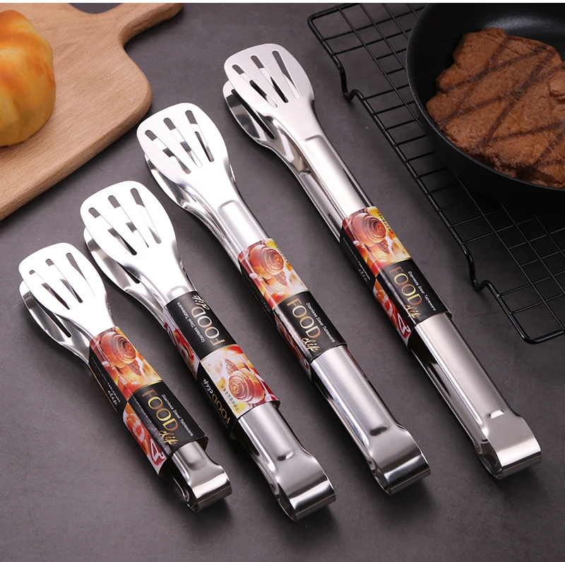 Stainless Steel Kitchen Tongs Small Barbecue Grill Cooking Tongs