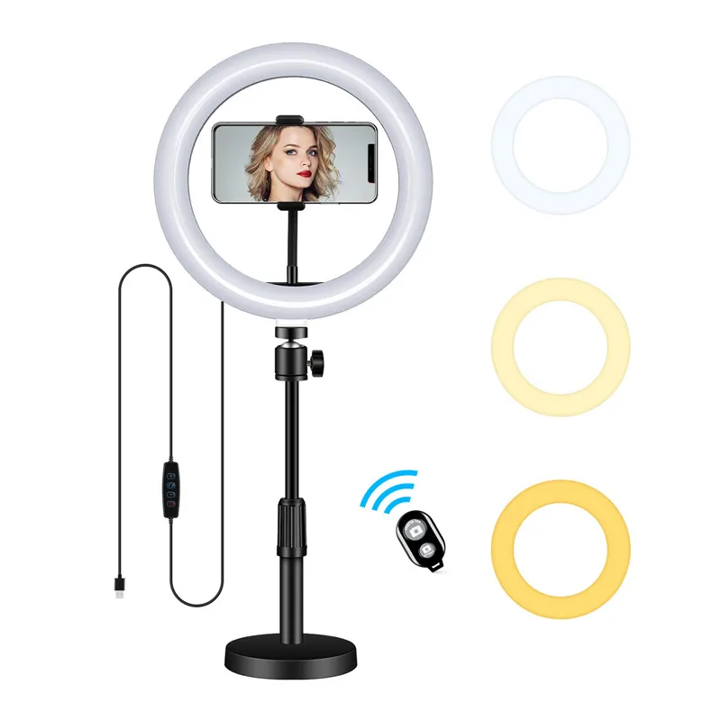 High Quality 10 Inch 26CM Live Streaming Led Ring Light Selfie Makeup Light With Stand, Cell Phone Holder and Remote