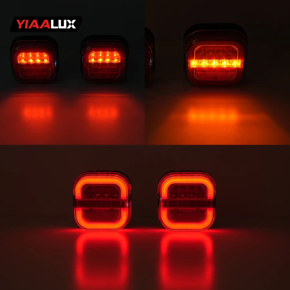 26led Square Rechargeable Truck Trailer Tail Lights Kit With Plug US 12V 24V Magnetic Rear Stop Signal Lamp for Truck Van factory