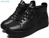 wholesale OEM outdoor winter anti cold lace up genuine leather flat ankle snow warm boots men shoes