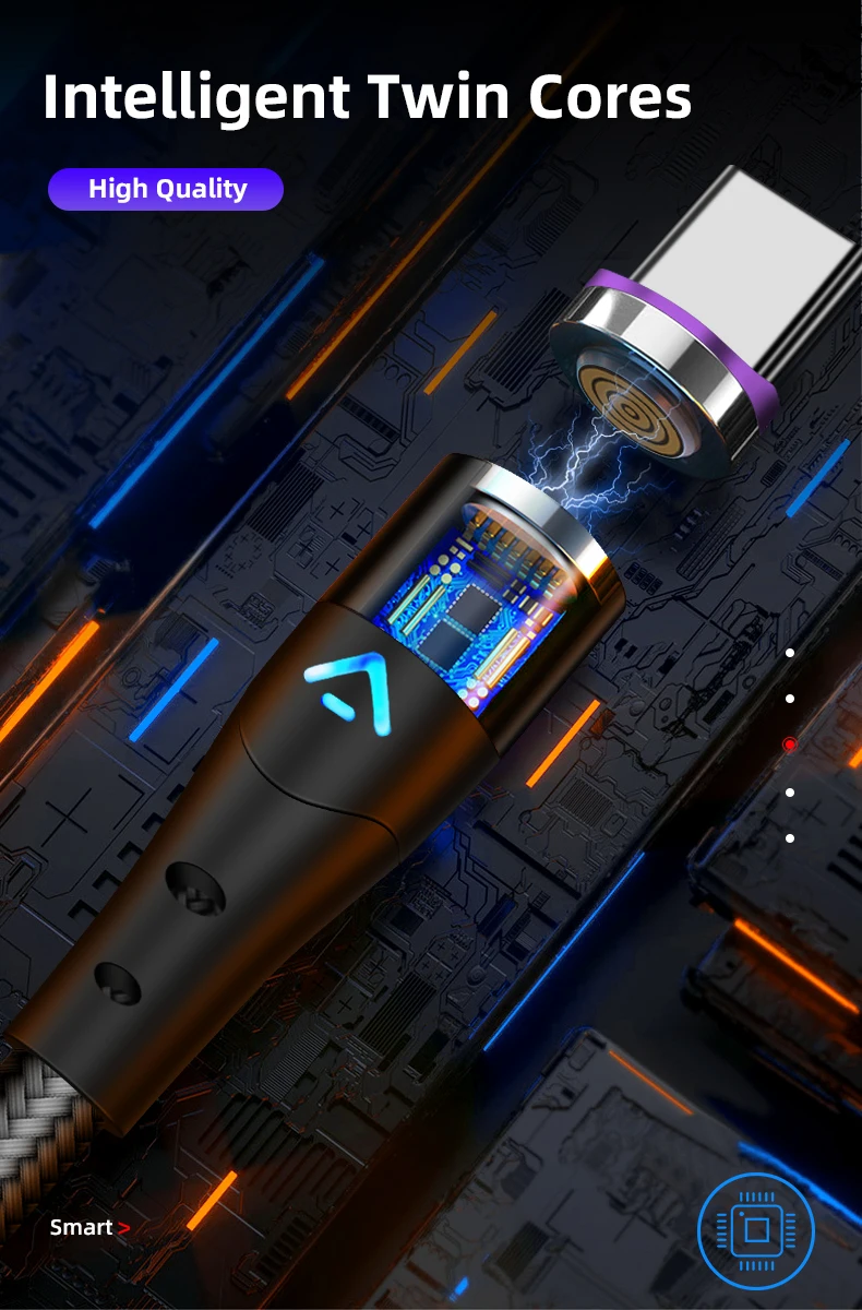 5A super quick charge cable latest version 3 in 1 360 degree magnetic data cable 1m micro ios type c usb cable - ANKUX.COM