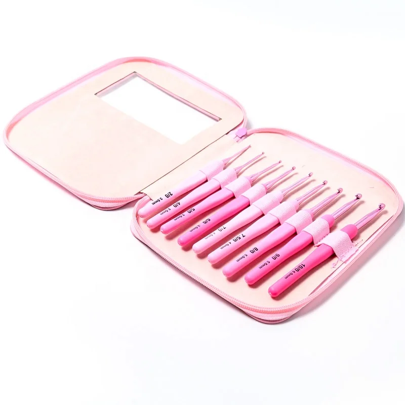 3 Kinds Pink Crochet Hook,Ergonomic Crochet Hooks Set With Pu Bag Buy