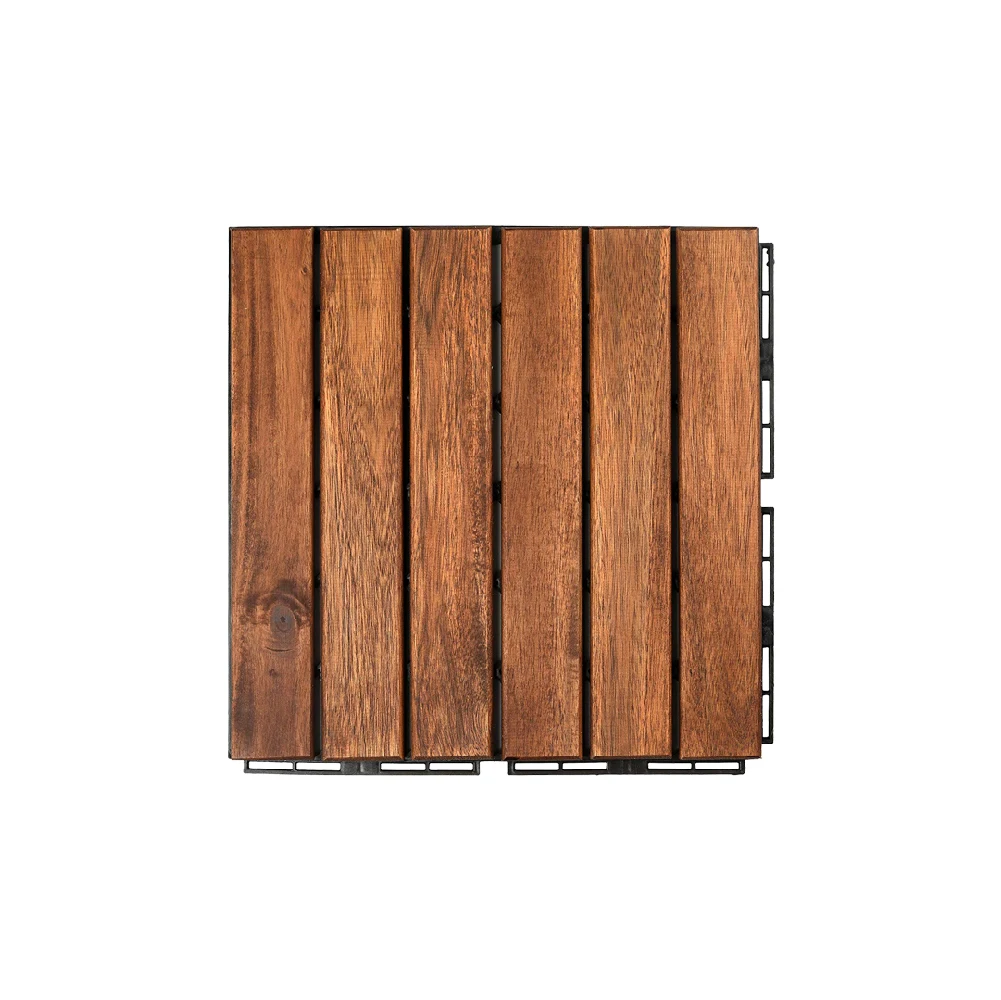 6slat Acacia Wooden Deck Tile 300x300x19mm Cheap Price Low Moq For