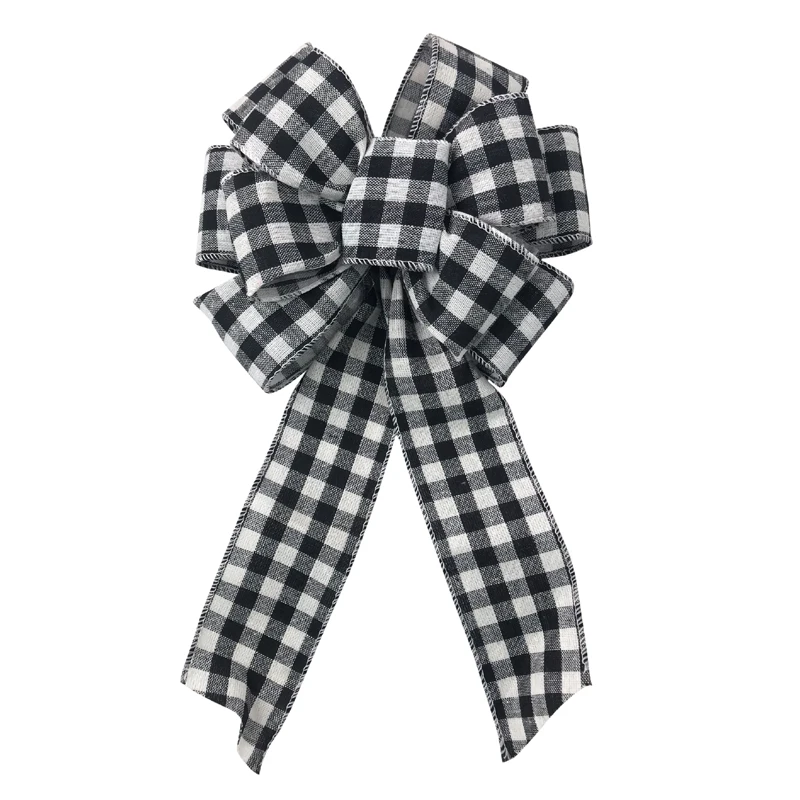 Buy 1 1/2 Inch Black & White Buffalo Plaid Grosgrain Ribbon Online