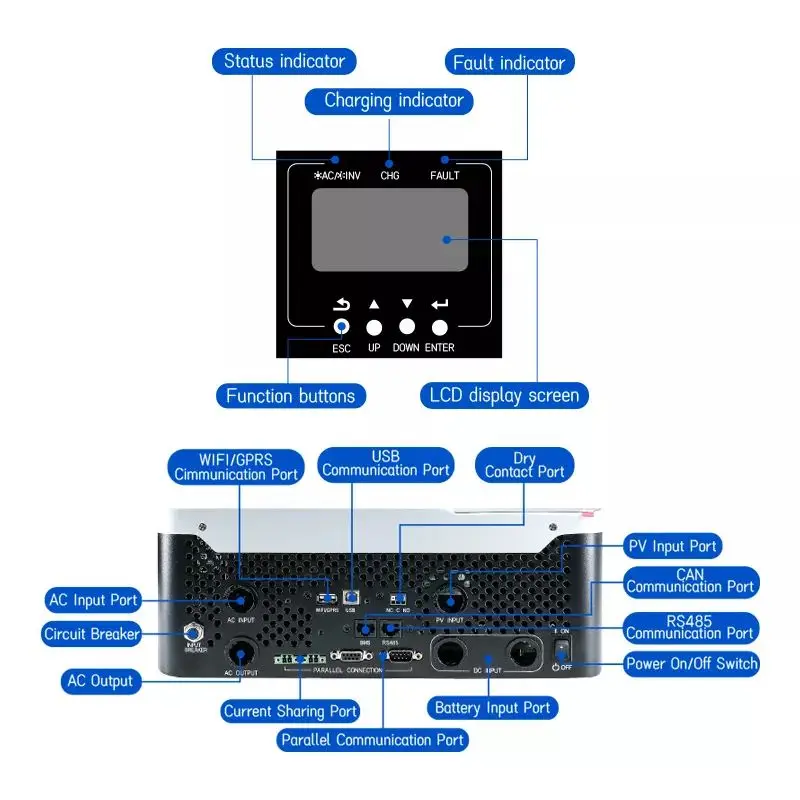 Growatt Spf Es High Frequency On Off Grid Hybrid Solar Inverter V Kw Kw Kw W Kw