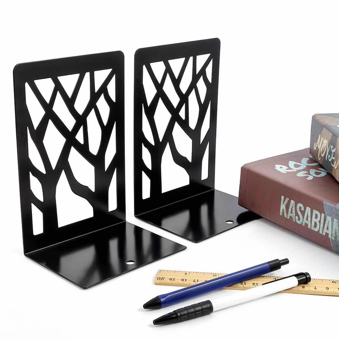 Amazon Hot Sale Laser Cut Decorative Metal Bookends Iron Bookstand