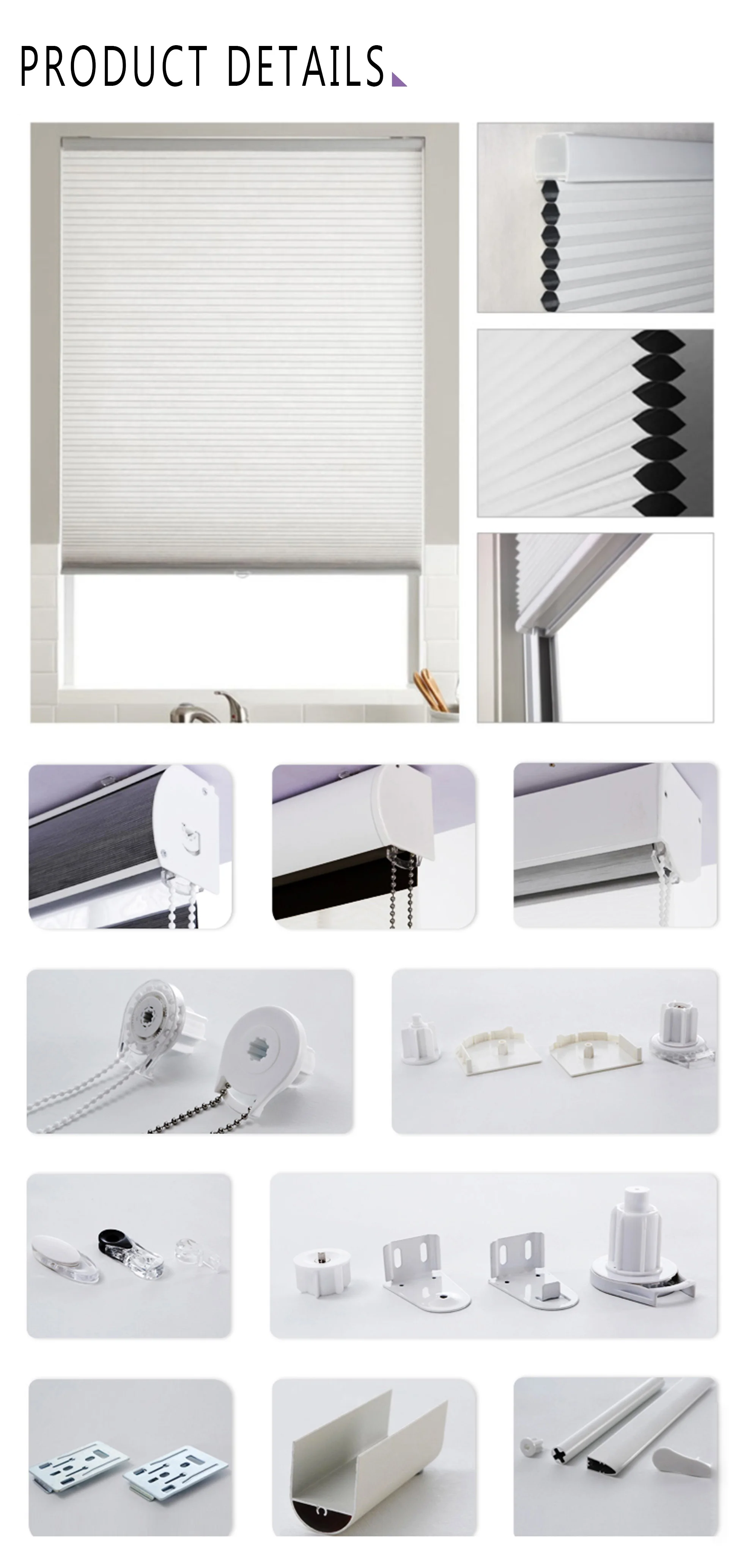 Combined Cellular Blinds with Transparent Clamp