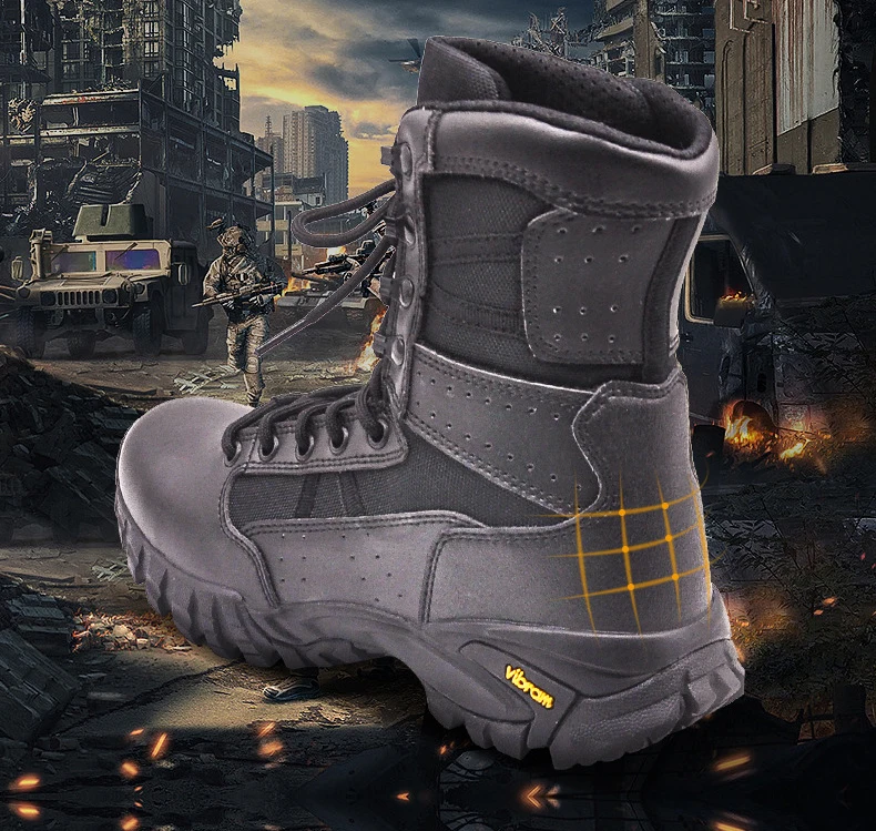 Black Boots Tactical Army Police Combat High Heel Light Weight Outdoor