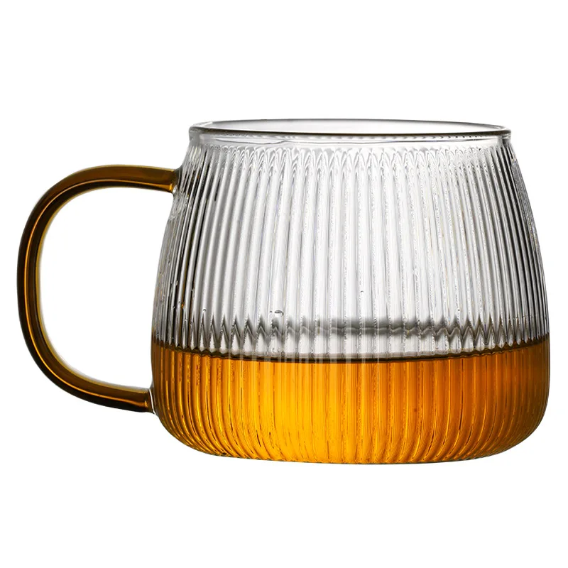 New Vertical Striped Borosilicate Glass Mug Ribbed Coffee Cups With