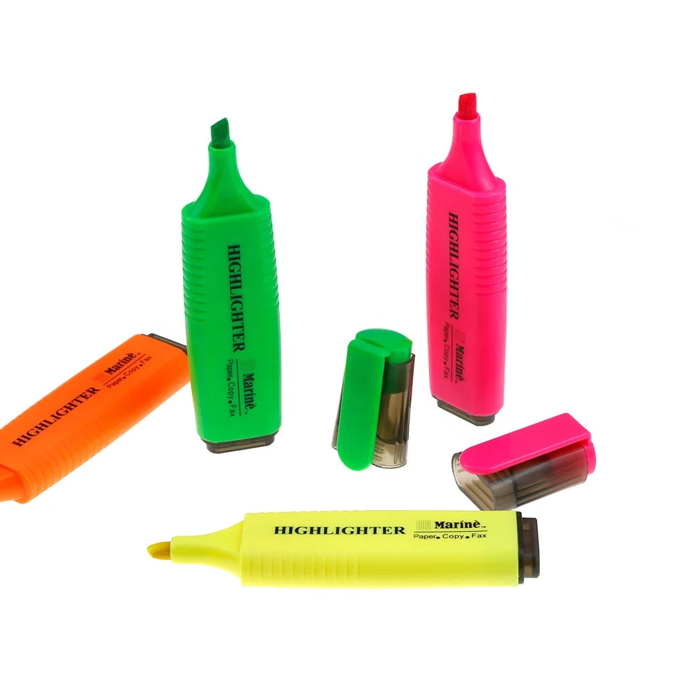 Becol Promotional Oblique Tip Highlighter Pens Fluorescent Fancy Highlighter Marker Pen Set With