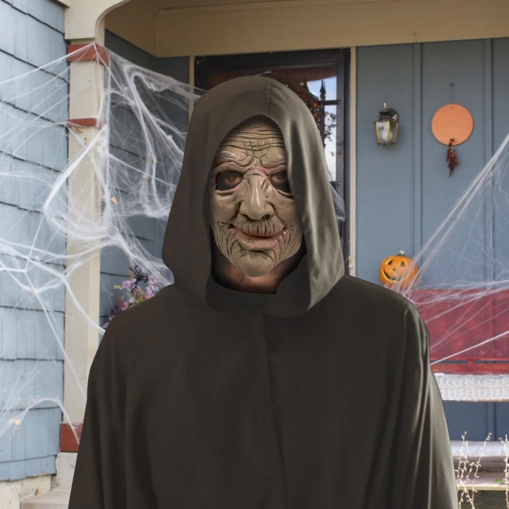 万圣节面罩乳胶恐怖老人头饰盾